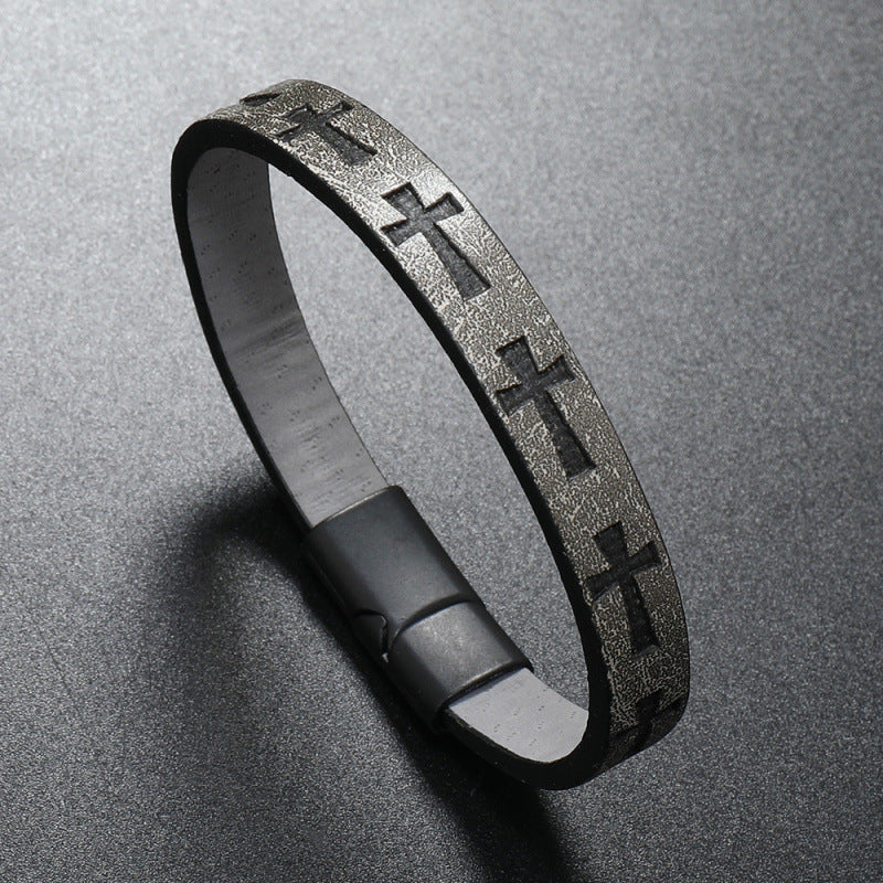 Layered Cross Magnetic-Clasp Bracelet – product view 3