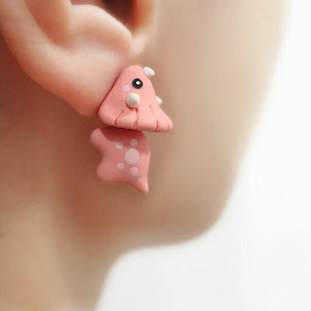 Mini Animal Stud Earrings – Pink Dinosaur