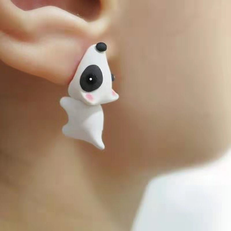 Mini Animal Stud Earrings – White Dog