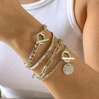 Layered Metal Chain Bracelet Set – product view 6