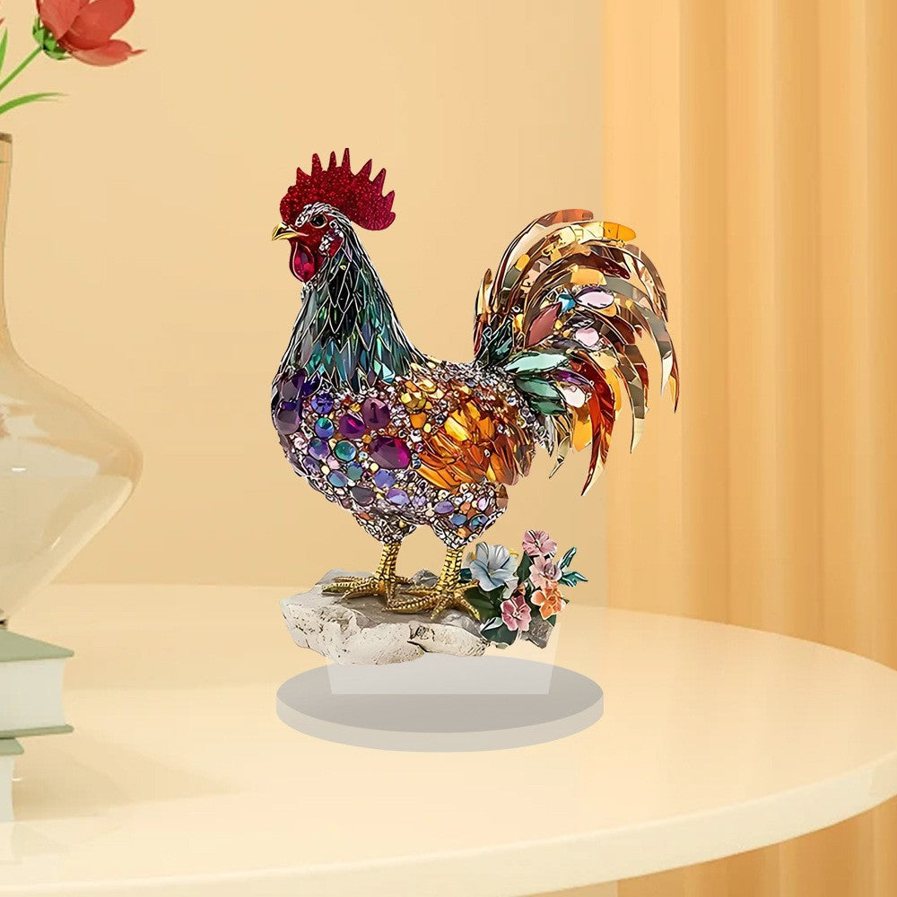 Colorful Rooster Acrylic Desk Decor – Colorful Rooster / Decor Piece