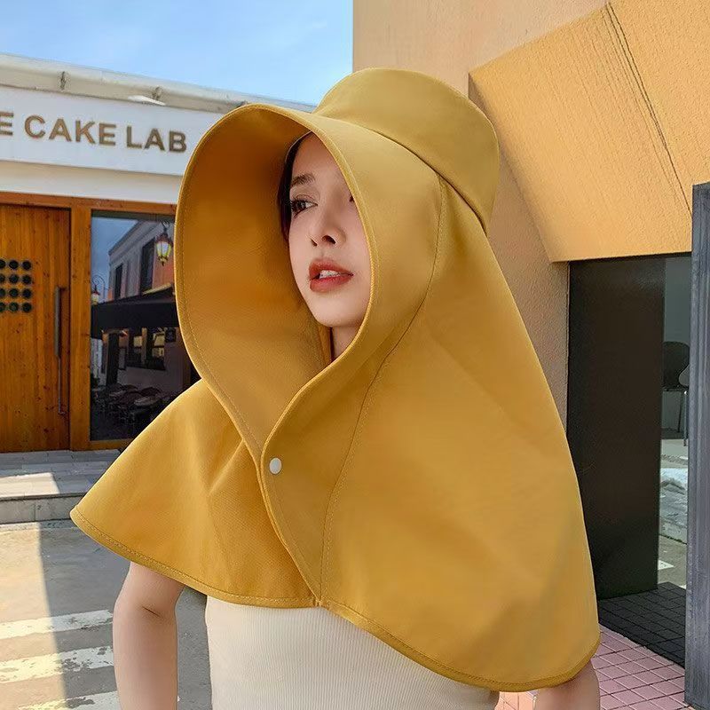 Wide-Brim Neck-Cover Sun Hat – Yellow / One Size
