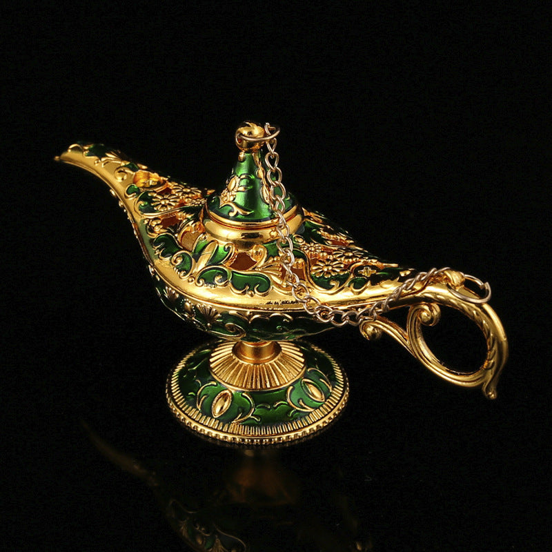 Arabian-Style Decorative Wish Lamp – Gold and Green