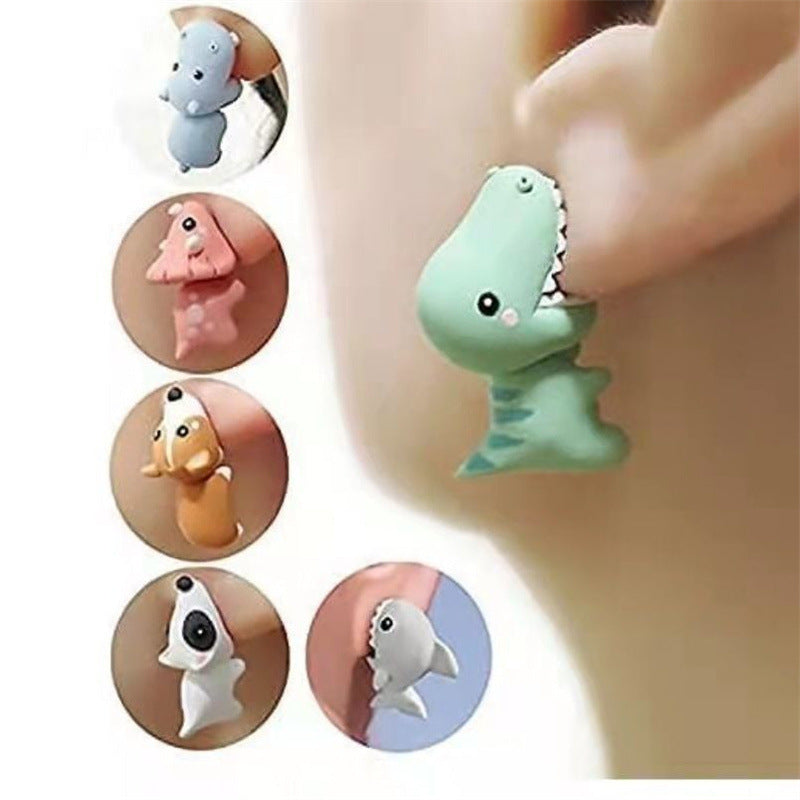 Mini Animal Stud Earrings – Green Dinosaur