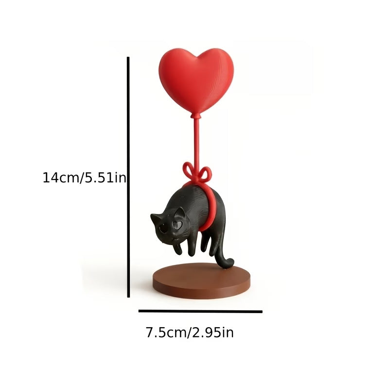 Floating Black Cat Heart Balloon Figurine – product view 5