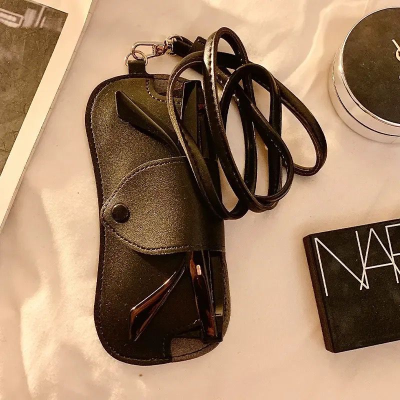 Wearable Neck Pouch Eyeglasses Case - Black