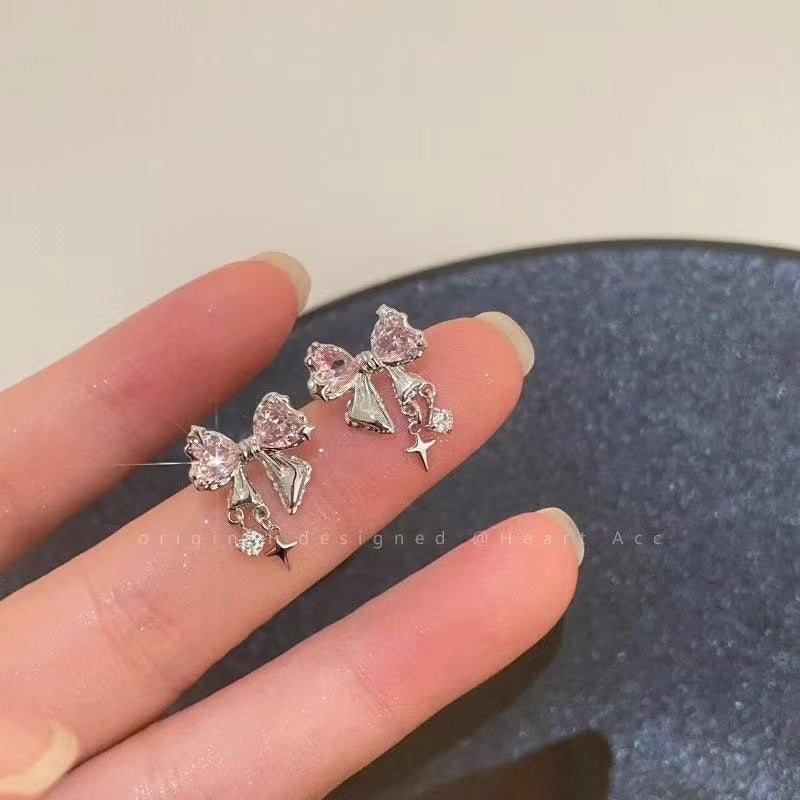 Sparkling Bow Stud Earrings – product view 5