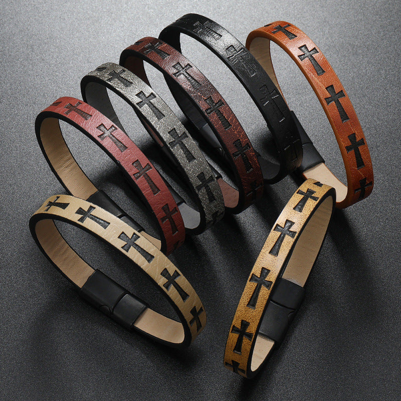 Layered Cross Magnetic-Clasp Bracelet – product view 1