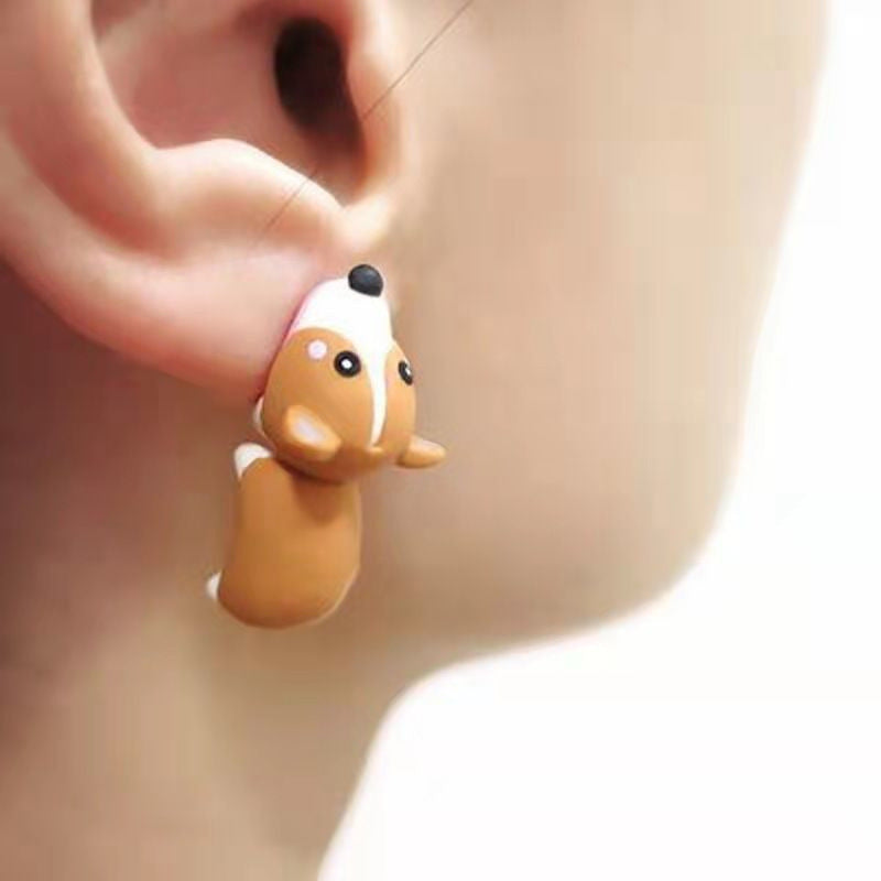 Mini Animal Stud Earrings – Yellow Corgi