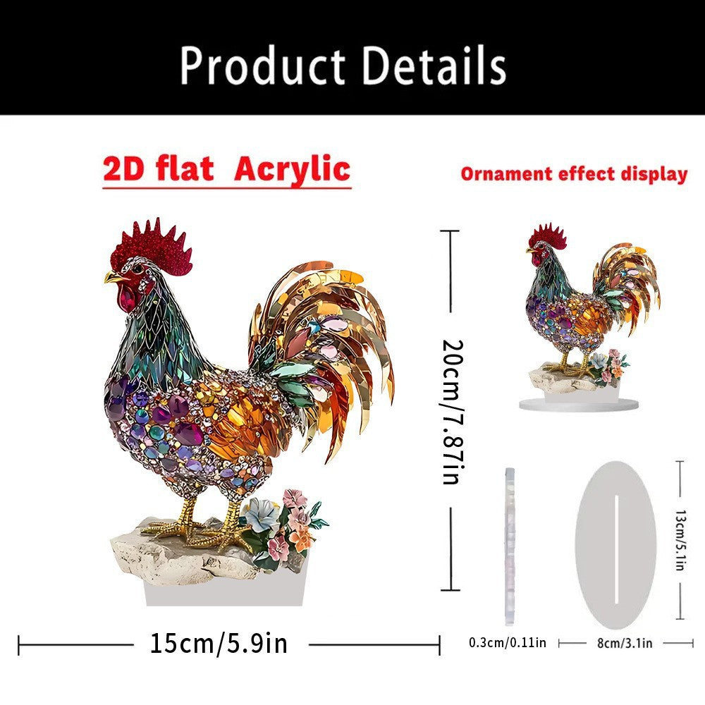 Colorful Rooster Acrylic Desk Decor – product view 4