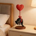 Floating Black Cat Heart Balloon Figurine – Black Cat with Heart Balloon