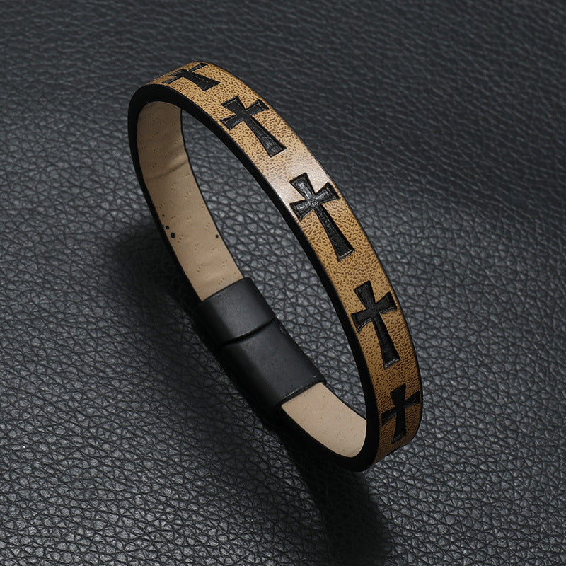 Layered Cross Magnetic-Clasp Bracelet – Yellow