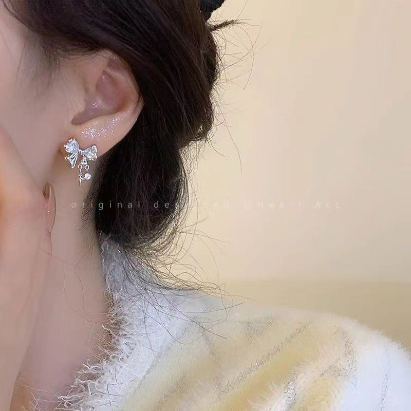 Sparkling Bow Stud Earrings – product view 2