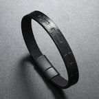 Layered Cross Magnetic-Clasp Bracelet – Black