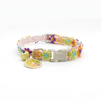 Floral Lace Pet Collar with Bell – Orange Pattern