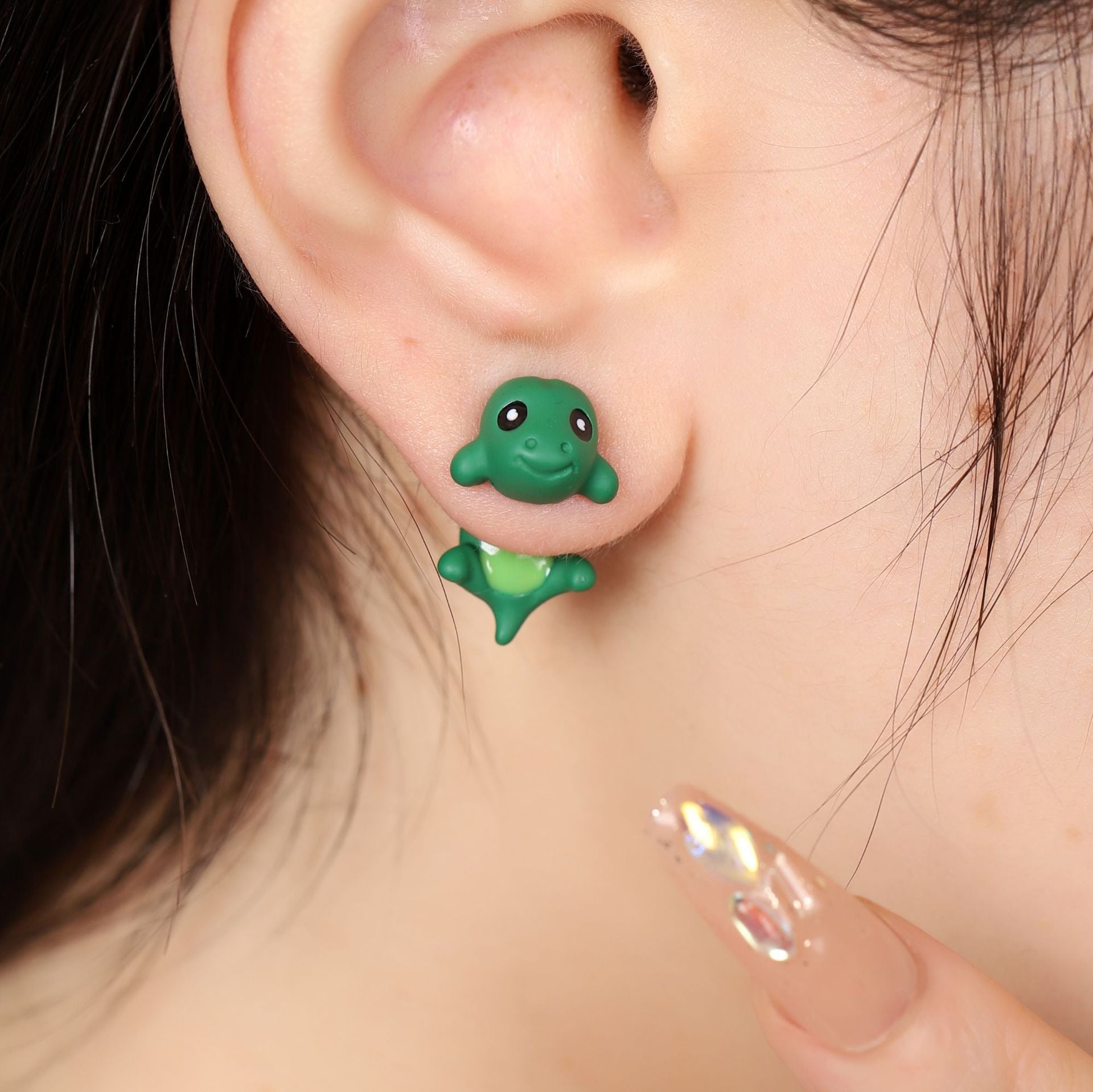 Mini Animal Stud Earrings – Emerald Green