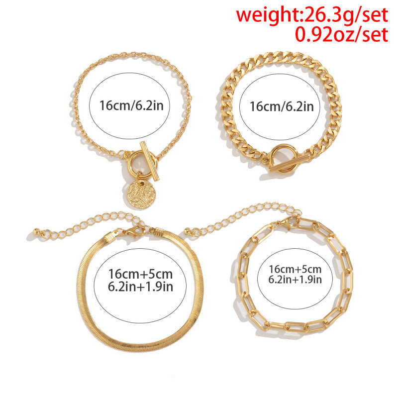Layered Metal Chain Bracelet Set – product view 4