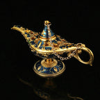 Arabian-Style Decorative Wish Lamp – Gold with Transparent Blue