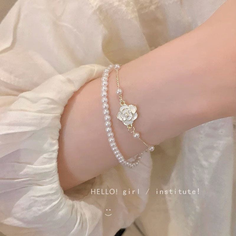 Double-Layer Camellia Pearl Bracelet – Double-Layer Camellia