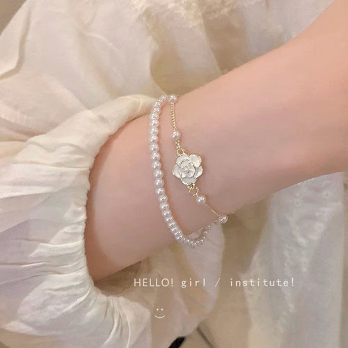 Double-Layer Camellia Pearl Bracelet – Double-Layer Camellia