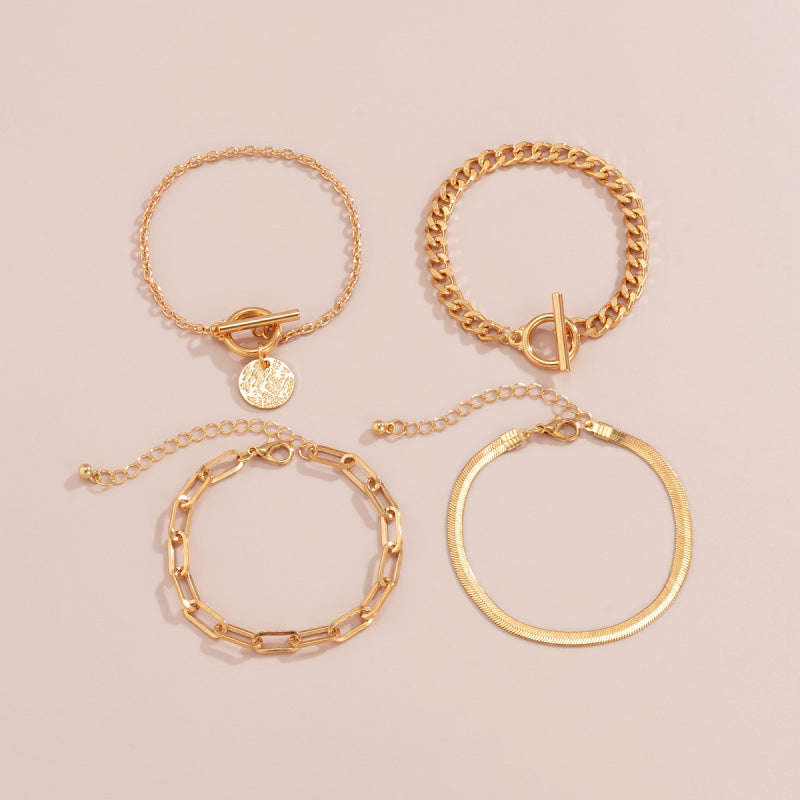 Layered Metal Chain Bracelet Set – product view 3