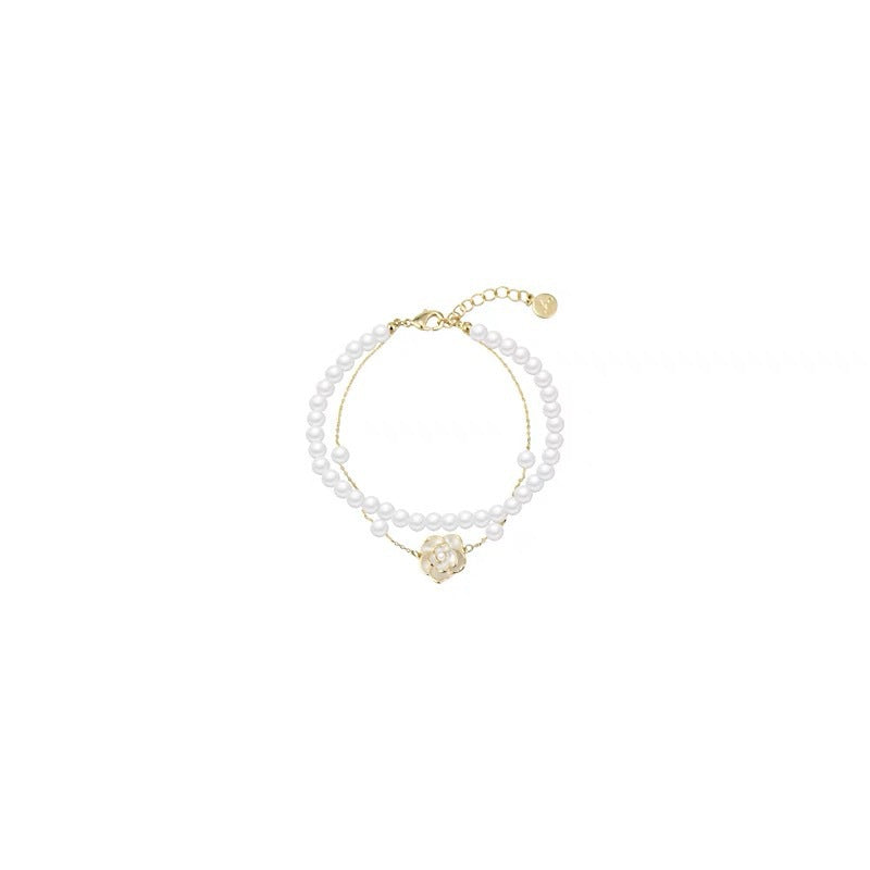 Double-Layer Camellia Pearl Bracelet – product view 5
