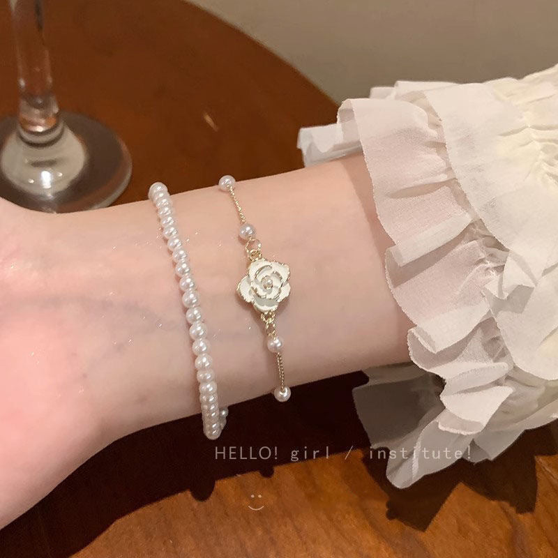Double-Layer Camellia Pearl Bracelet – product view 2